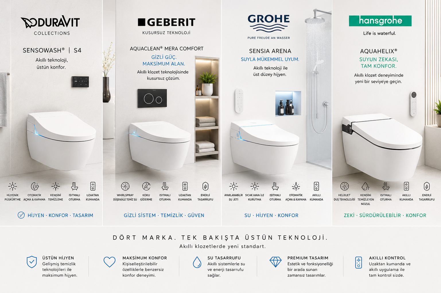 Akıllı Klozetler — Duravit · Geberit · GROHE · Hansgrohe