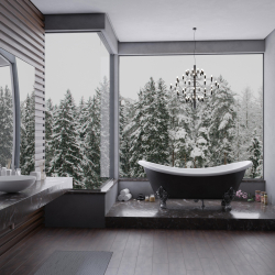 Artemis Close Aslan Ayaklı Krom Özgür Küvet Siyah/Beyaz 180x75 cm - ARTEMİS