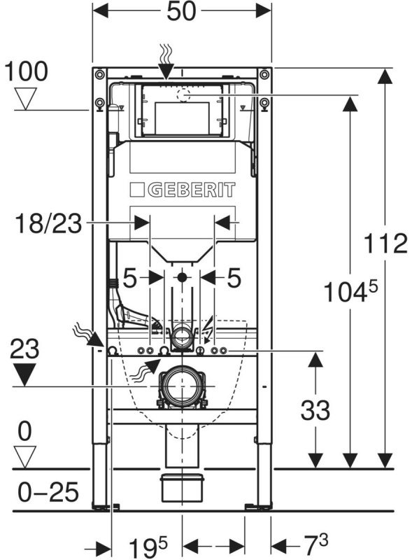 Asma Klozet için Geberit DuoFix Elemanı, 112 Cm, Sigma Gömme Rezervuar 12 Cm ile - 3
