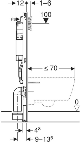 Asma Klozet için Geberit DuoFix Elemanı, 112 Cm, Sigma Gömme Rezervuar 12 Cm ile - 4