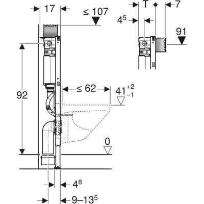 Asma klozet için Geberit Duofix elemanı, 98 cm, Omega 12 cm gömme rezervuar ile - 4