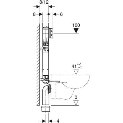 Asma klozet için Geberit Kombifix elemanı, 109 cm, Sigma 8 cm gömme rezervuar ile - 4