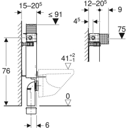 Asma klozet için Geberit Kombifix elemanı, 82 cm, Omega 12 cm gömme rezervuar ile - 4