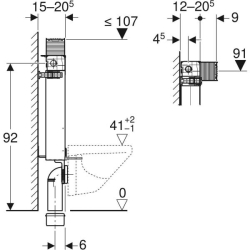 Asma klozet için Geberit Kombifix elemanı, 98 cm, Omega 12 cm gömme rezervuar ile - 4