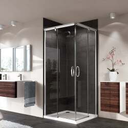 Aura Kare ve Dikdörtgen İki Sabit Cam İki Kayar Kapı Duş Teknesi Üstü Duşakabin - HÜPPE