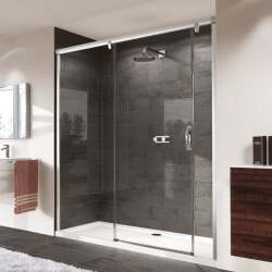 Aura Sürgülü Tek Kapılı Çift Sabit Panelli İki Duvar Arası Cam Duşakabin - HÜPPE