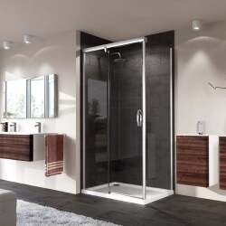 Aura Sürgülü Tek Kapılı Tek Sabit Panelli İki Duvar Arası Cam Duşakabin - HÜPPE