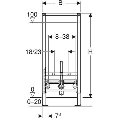 Bide için Geberit Duofix elemanı, 112 cm, üniversal: B=50cm, T=10cm - 3