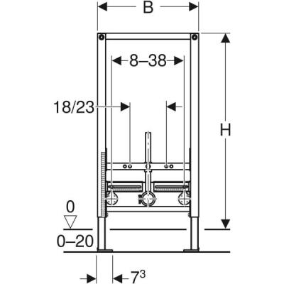 Bide için Geberit Duofix elemanı, 98 cm, üniversal: B=50cm, T=10cm - 3