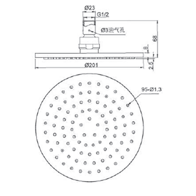 Bocchi AIR2 200R Tepe Duşu, ø200 mm Mat Siyah - 2