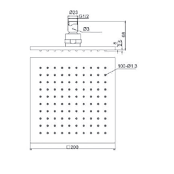 Bocchi AIR2 200S Tepe Duşu, 200x200 mm Krom - 2