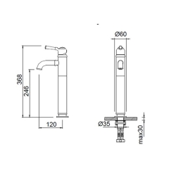 Bocchi Burlington Tek Kumandalı Yüksek Lavabo Bataryası Krom 1004 0002 - 1