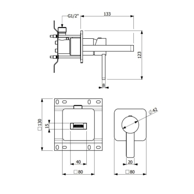 Bocchi Canyon Çift Delikli Ankastre Lavabo Bataryası Krom 1014 0044 - 2