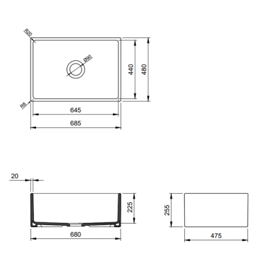 Bocchi Contempo 68 cm Mutfak Eviyesi Mat Antrasit - 2