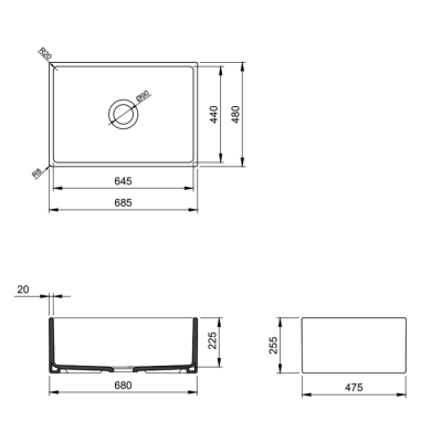 Bocchi Contempo 68 cm Mutfak Eviyesi Mat Kaşmir - 2