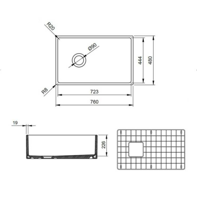 Bocchi Contempo 76 cm Mutfak Eviyesi Mat Kaşmir - 2