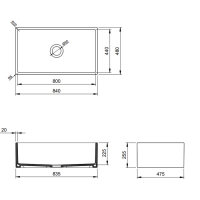 Bocchi Contempo 84 cm Mutfak Eviyesi Mat Antrasit - 2