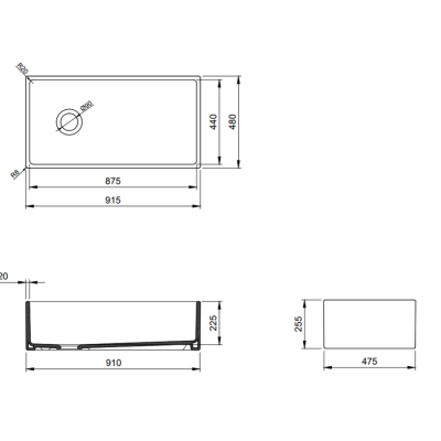 Bocchi Contempo 91 cm Mutfak Eviyesi Mat Gri - 2