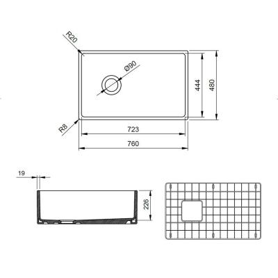 Bocchi Contempo Mutfak Eviyesi 76 Cm Mat Kahverengi 1346-025-0120 - 3