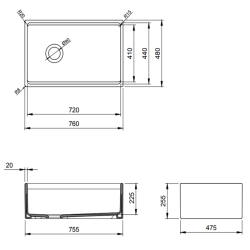 Bocchi Contempo Step Rim 76 cm Mutfak Eviyesi Mat Antrasit - 2