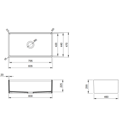 Bocchi Contempo Step Rim 84 cm Mutfak Eviyesi Mat Gri - 2