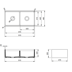 Bocchi Contempo Step Rim 91 cm Çift Gözlü Mutfak Eviyesi Mat Kahve - 2