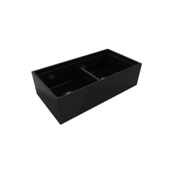 Bocchi Contempo Step Rim 91 cm Çift Gözlü Mutfak Eviyesi Parlak Siyah - BOCCHI