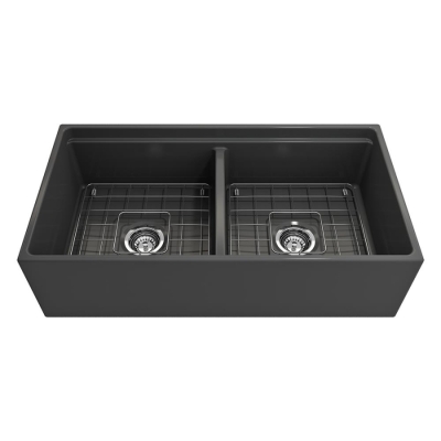 Bocchi Contempo Step Rim Çift Gözlü Eviye 91 Cm Mat Antrasit 1348-020-0120 - 2