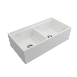 Bocchi Contempo Step Rim Çift Gözlü Eviye 91 Cm Parlak Beyaz 1348-001-0120 - BOCCHI