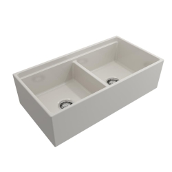 Bocchi Contempo Step Rim Çift Gözlü Eviye 91 Cm Parlak Bisküvi 1348-014-0120 - BOCCHI