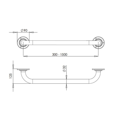 Bocchi Düz Tutunma Barı Mat Paslanmaz Çelik 120 cm TBPC-101-1120 - 2