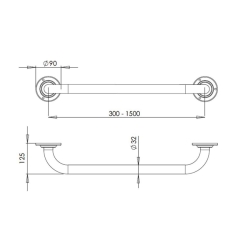 Bocchi Düz Tutunma Barı Mat Paslanmaz Çelik 60 cm TBPC-101-1060 - 2