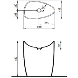 Bocchi Etna 58 cm Monoblok Lavabo Mat Beton - 2