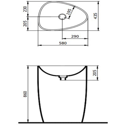 Bocchi Etna 58 cm Monoblok Lavabo, Mat Bronz - 2