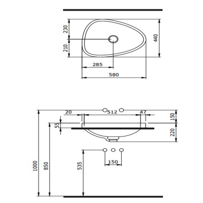 Bocchi Etna 58 cm Tezgah Üstü Lavabo Mat Petrol Mavisi - 2