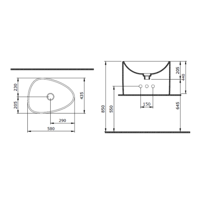 Bocchi Etna 58 cm Tezgah Üstü Monoblok Lavabo Mat Beton - 2