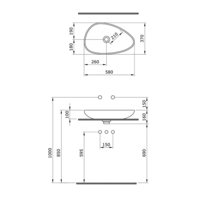 Bocchi Etna Çanak Lavabo 58 cm Mat Buz Mavi 1114-029-0125 - 3