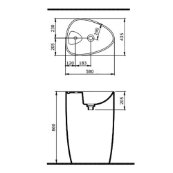 Bocchi Etna Monoblok Lavabo 58 cm Batarya Bankl, Mat Bronz - 2