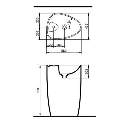 Bocchi Etna Monoblok Lavabo 58 cm Batarya Banklı Mat Beton - 2