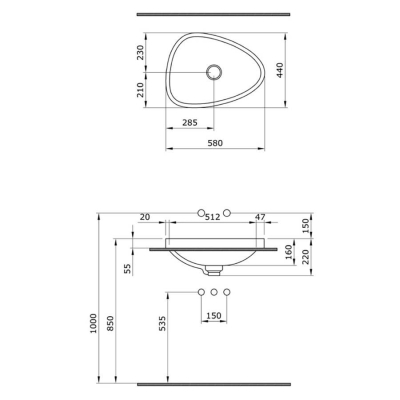 Bocchi Etna Tezgah Üstü Lavabo 58 cm Parlak Beyaz 1112-001-0125 - 3