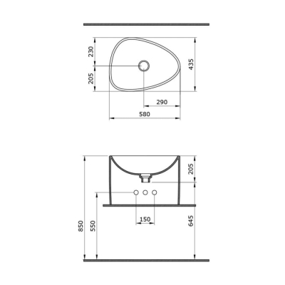 Bocchi Etna Tezgah Üstü Monoblok Lavabo Mat Buz Mavi 1162-029-0125 - 3