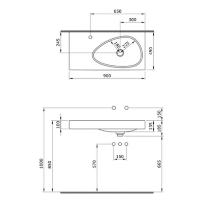 Bocchi EtnaEtajerli Lavabo Delikli 90 cm Mat Gri 1115-006-0126 - 2