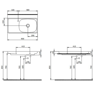 Bocchi Fenice 90 cm Etajerli Lavabo Mat Buz Mavisi - 2