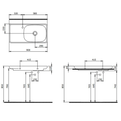 Bocchi Fenice 90 cm Etajerli Lavabo Mat Somon - 2