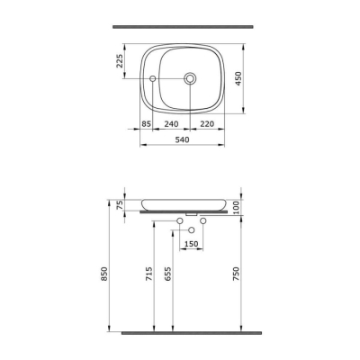 Bocchi Fenice Çanak Lavabo, 54 cm, Mat Beyaz 1489-002-0126 - 3