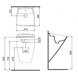 Bocchi Firenze Asma Monoblok Lavabo, 48 cm, Parlak Mandalina Sarısı 1082-021-0126 - 3