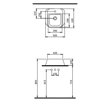 Bocchi Firenze Çanak Lavabo 50 cm, Mat Bronz - 2