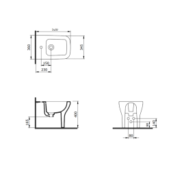 Bocchi Firenze Yerden Bide 52 cm, Mat Gri - 2