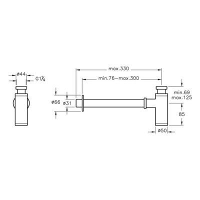 Bocchi Lavabo Sifonu T Tipi Mat Siyah 6180 0002 AB - 1