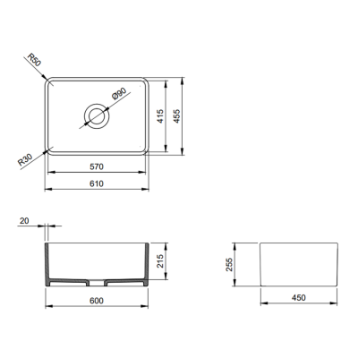 Bocchi Lavello 61 cm Dekorlu Mutfak Eviyesi Mat Gri - 2